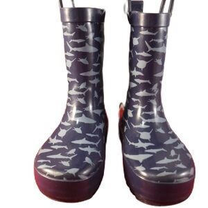 Kids Shark Pattern Rain Boots - Blue Sz 8